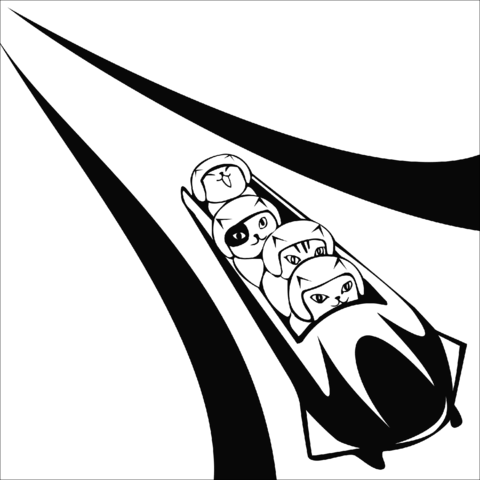 Free Printable Bobsled katte tegninger coloring page for kids of all ages. Bobsled coloring pages are a fun way for kids of all ages to develop creativity,