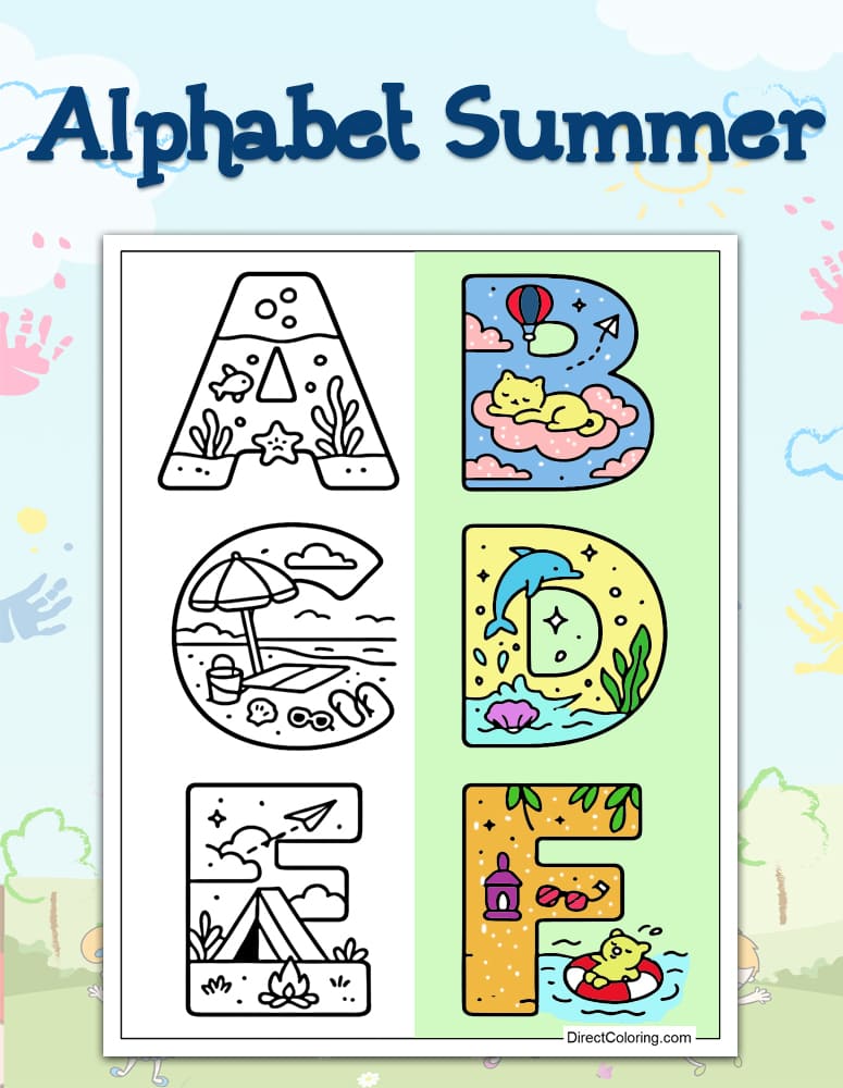 Alphabet Summer Coloring Pages