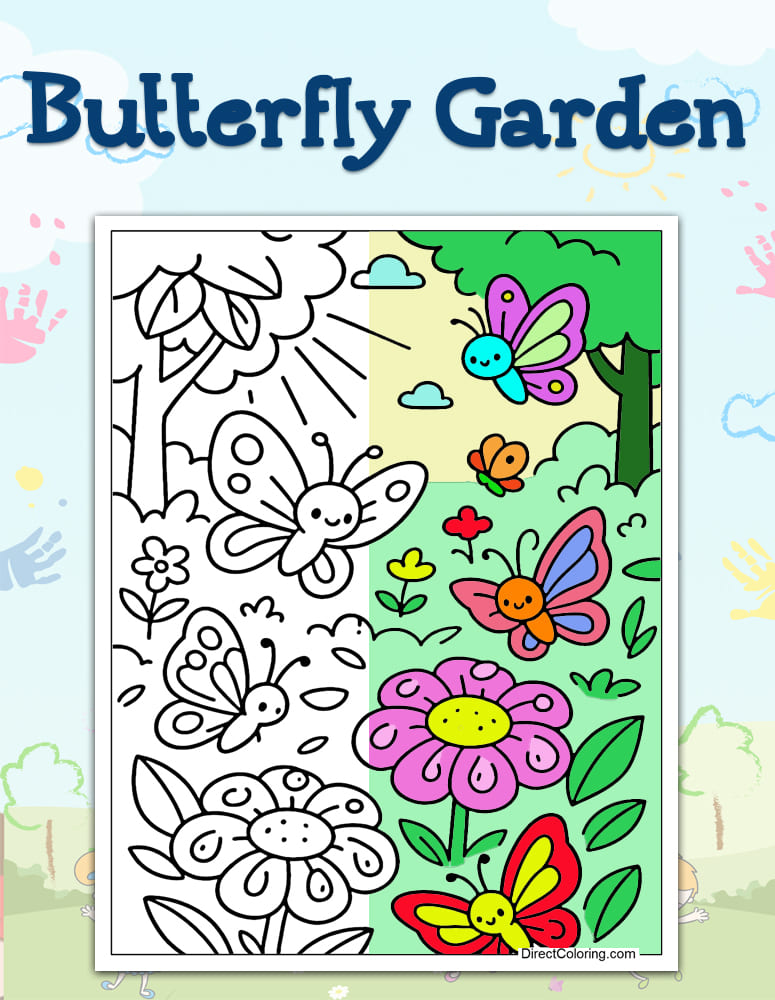 Butterfly Garden Coloring Pages Butterfly Garden Coloring Pages