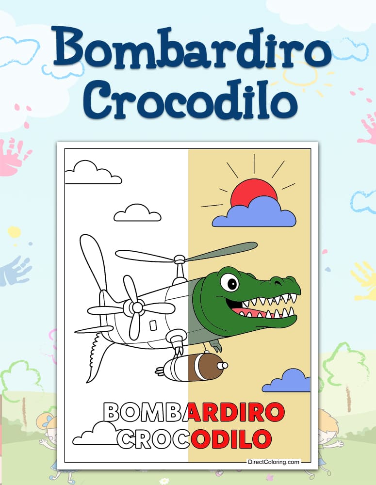 Bombardiro Crocodilo Coloring Pages