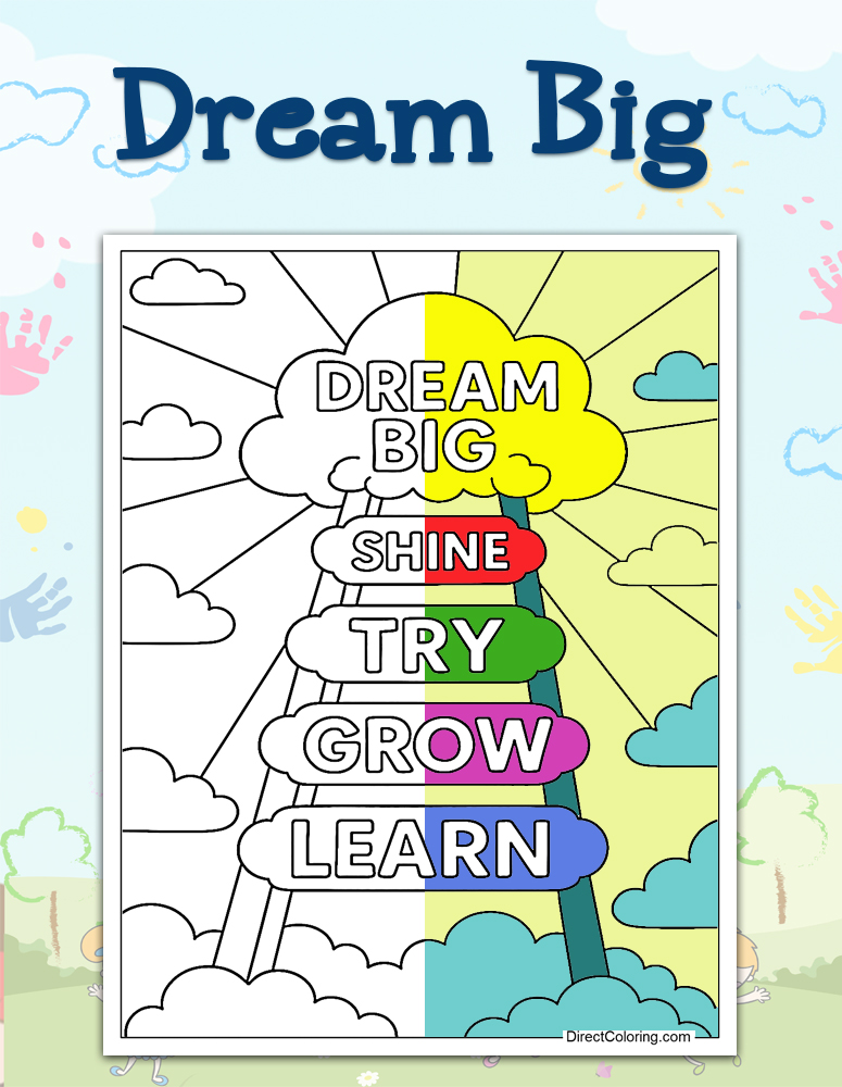 Inspirational Coloring Pages - Dream%20big%20coloring%20pages