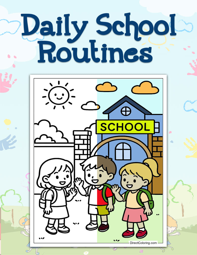Daily School Routines Coloring Pages
