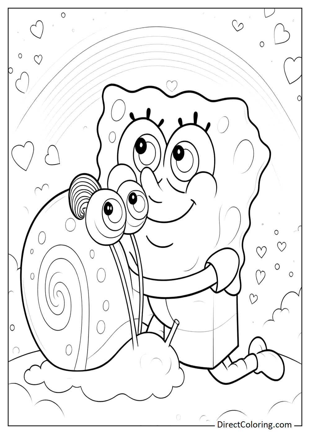 SpongeBob and Gary with rainbow colors