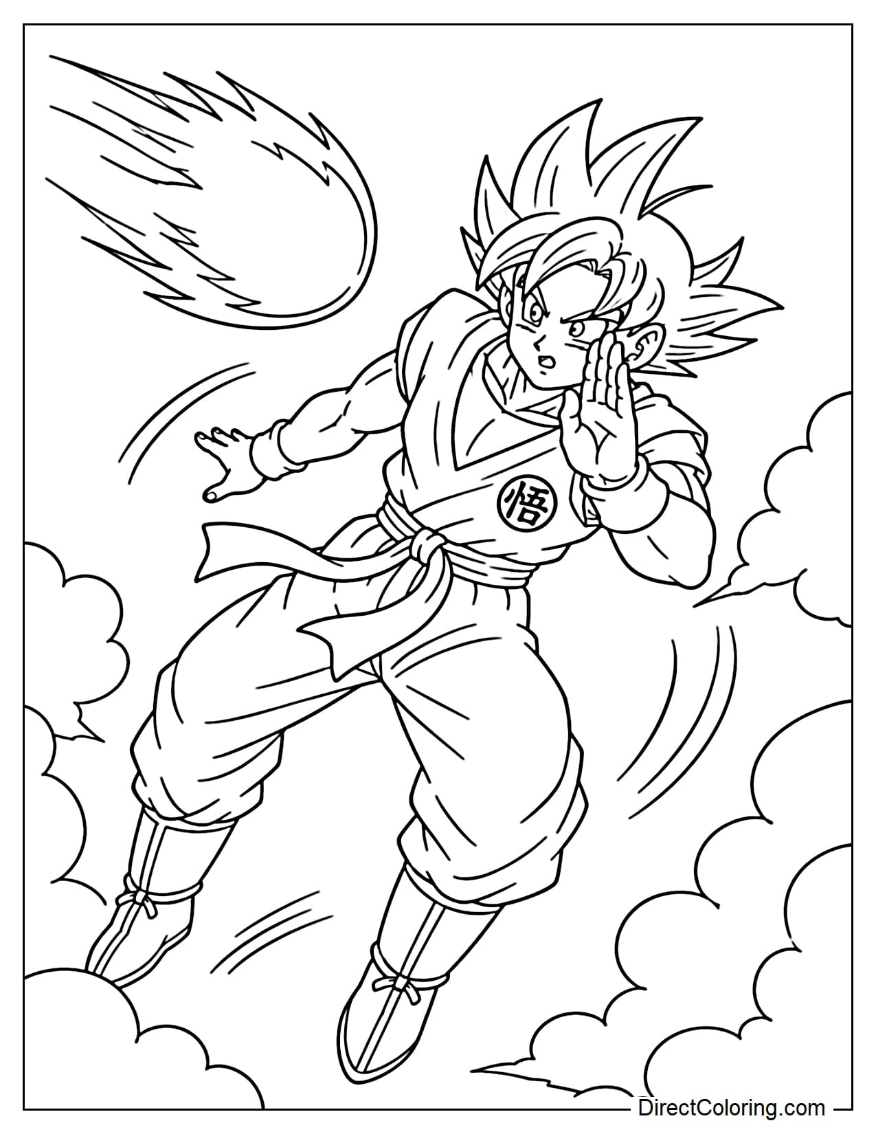 Goku in Super Saiyan God form is dodging an attack, one hand raised to protect his face, the other hand behind him for balance.