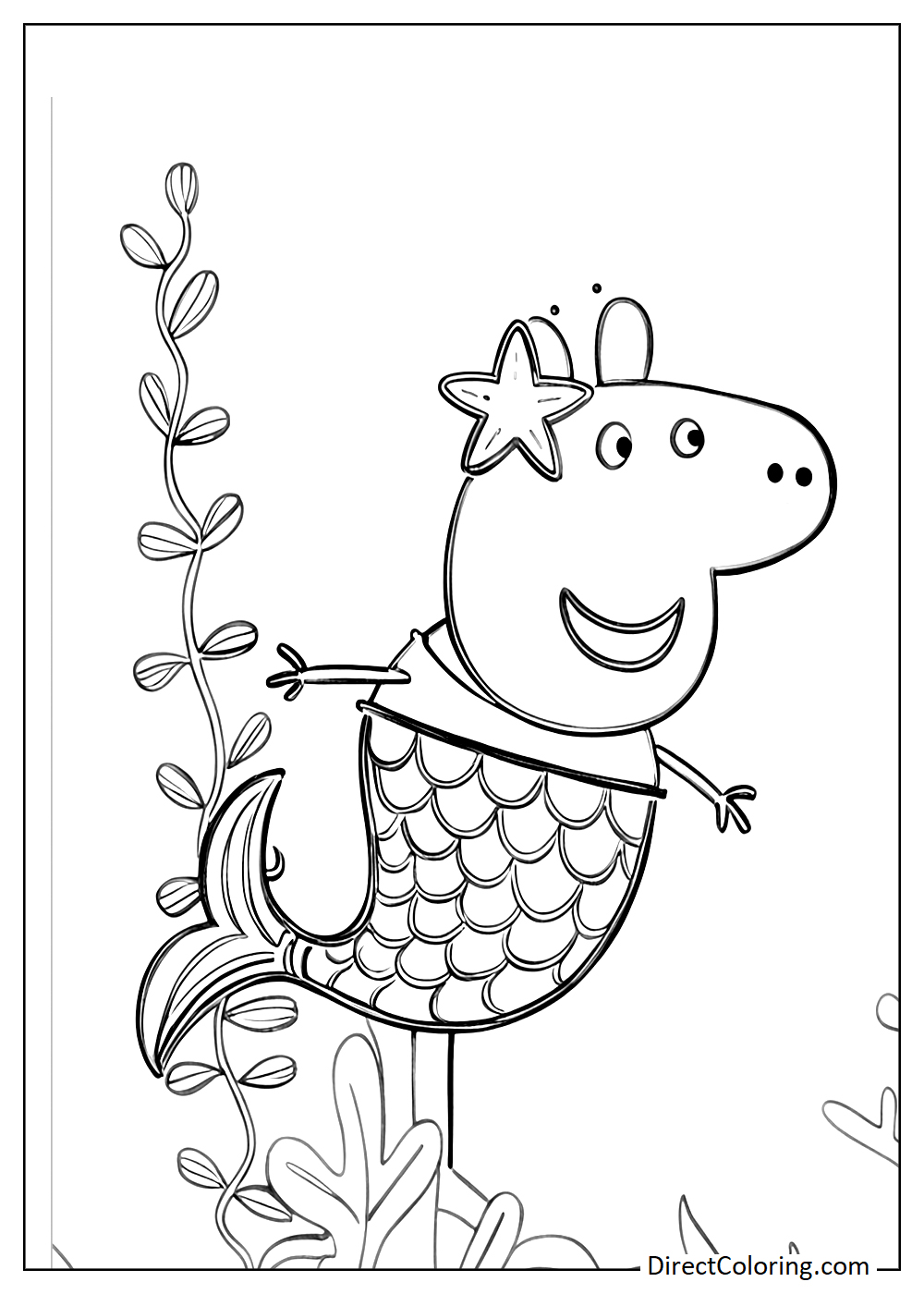 Peppa Pig as a mermaid coloring page