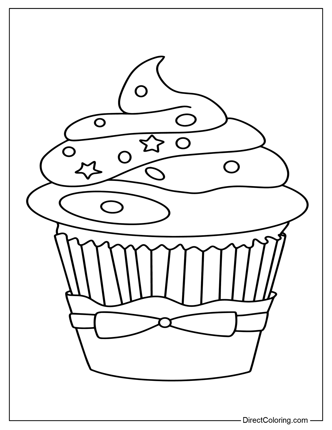 Easy Cupcake for Kids Coloring Page