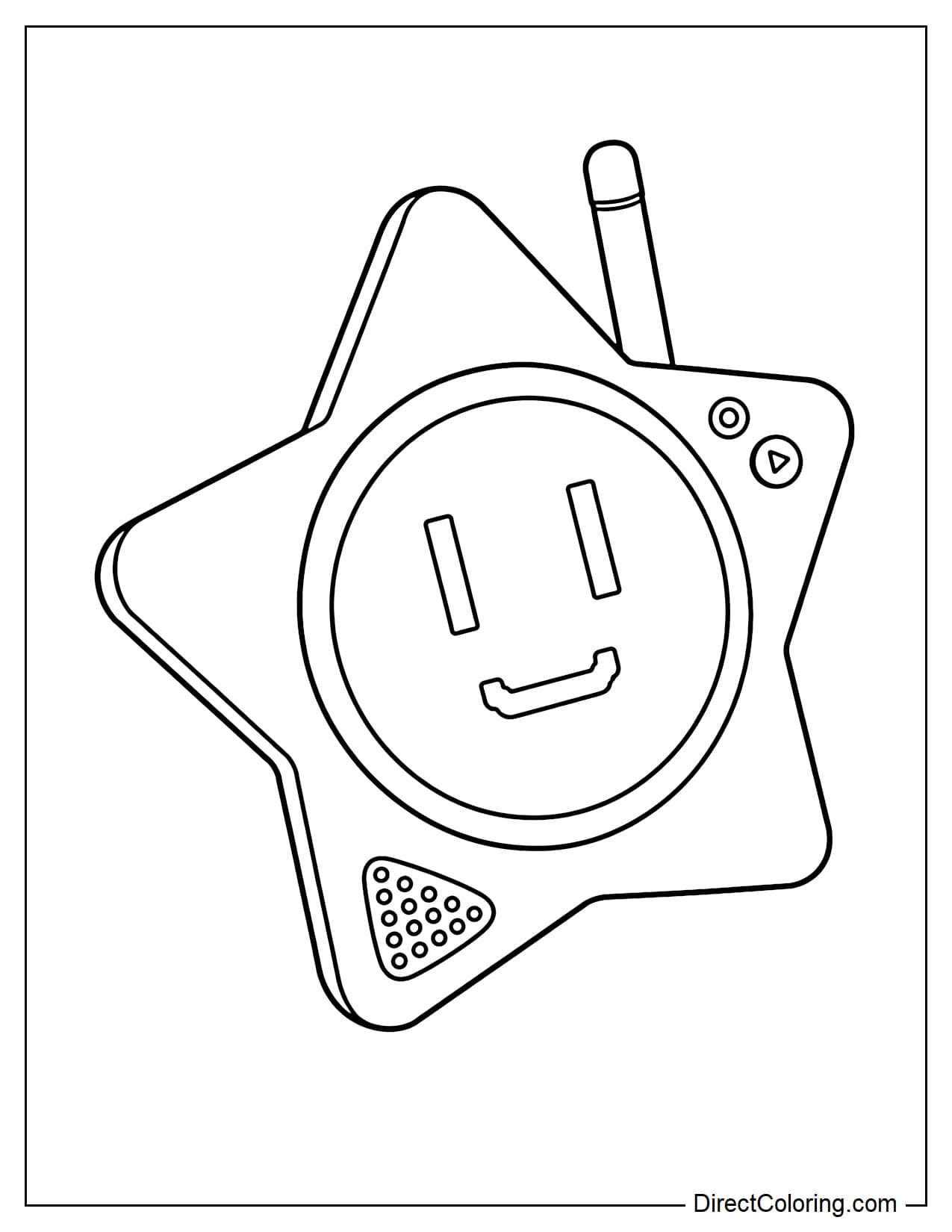 Glowby in Poppy Playtime has an adorable five-pointed star shape, rectangular eyes, a triangular loudspeaker, and an antenna on top.