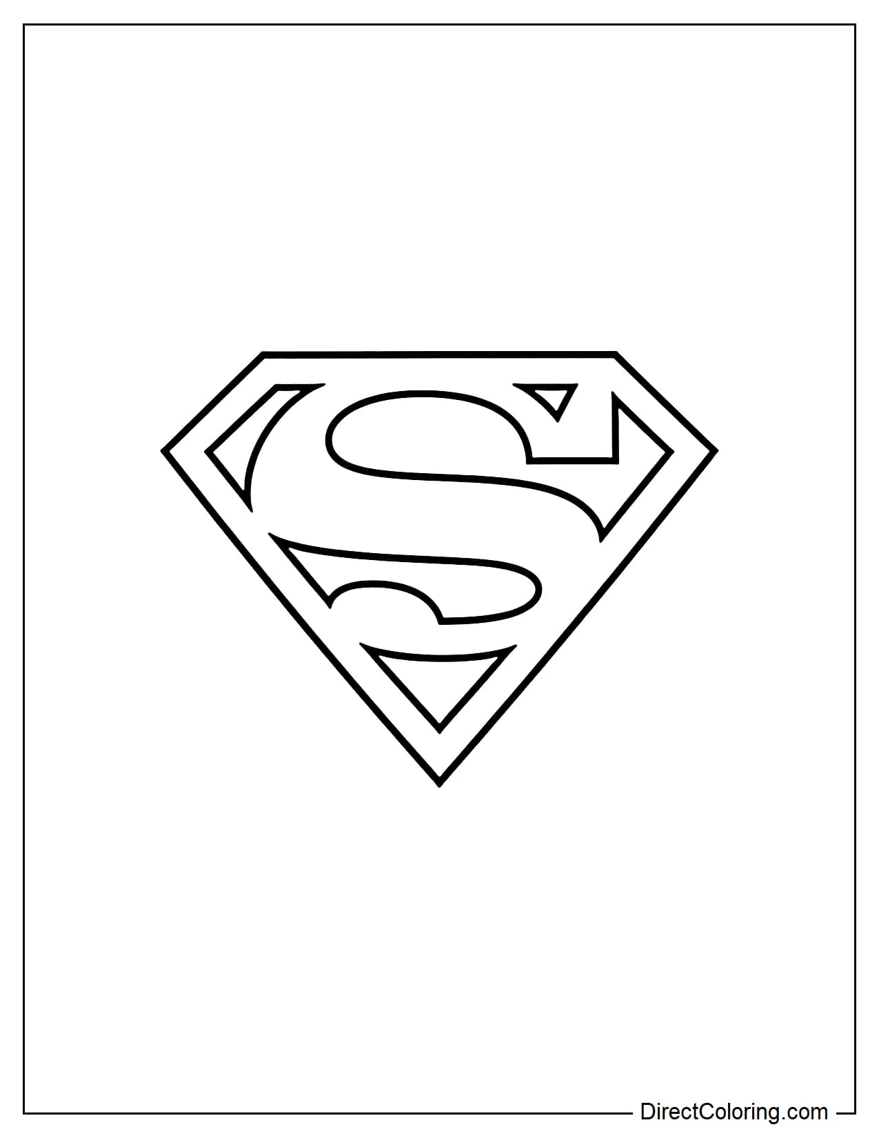 Coloring pages of Superman's S logo in a simple shield.