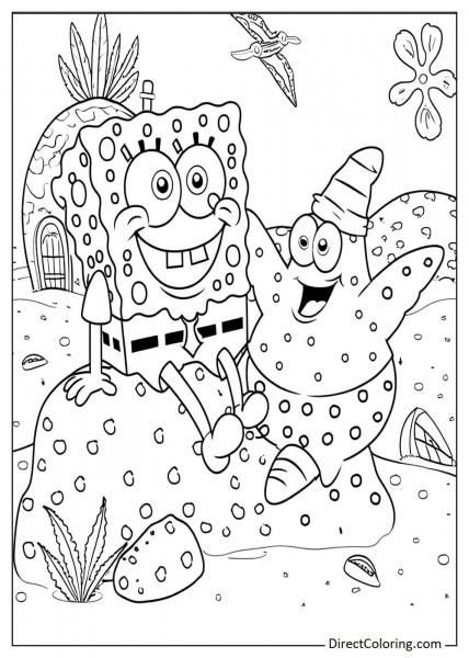 Printable SpongeBob and Patrick coloring page