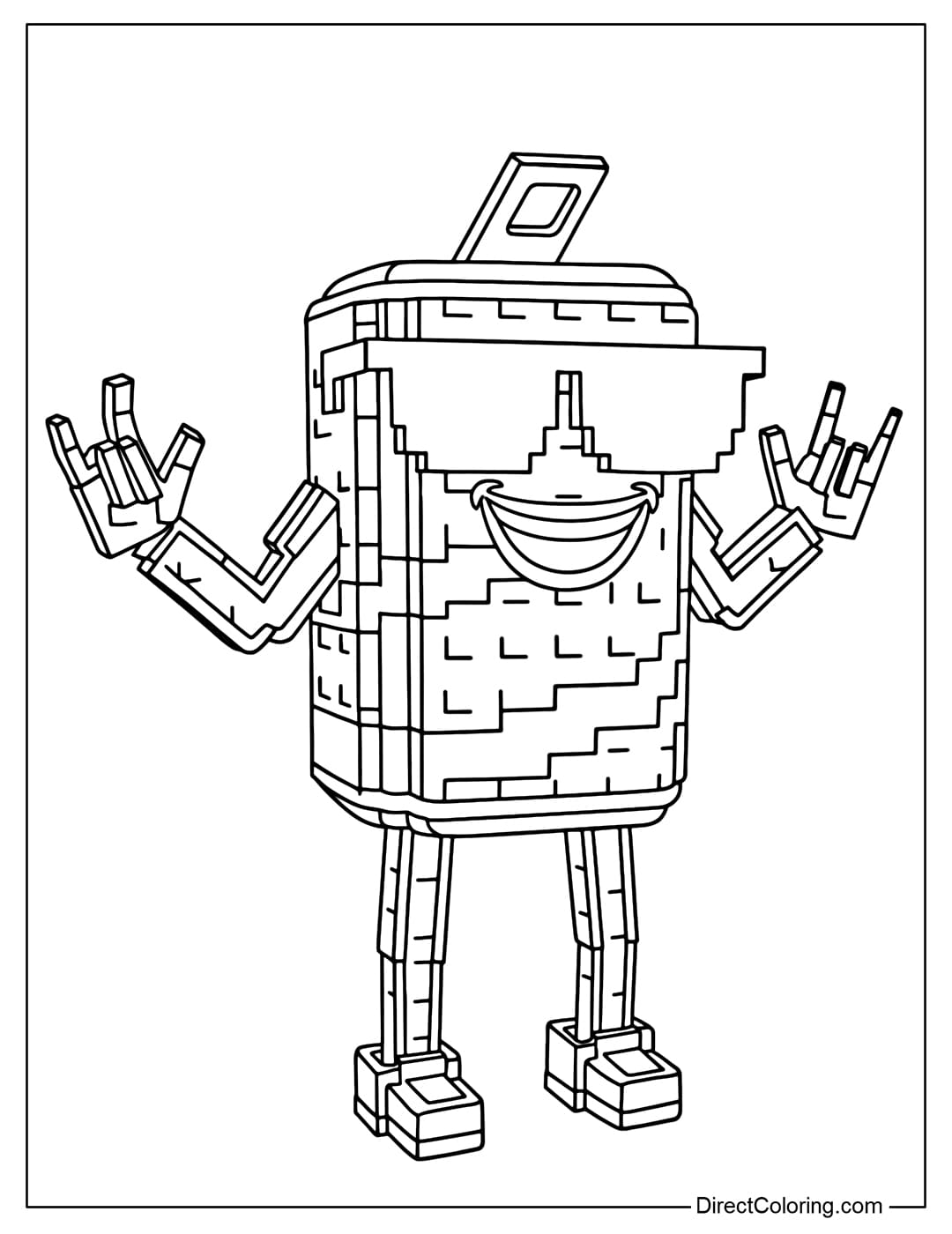 Coloring page of Swag Soda in Steal a Brainrot Roblox game.
