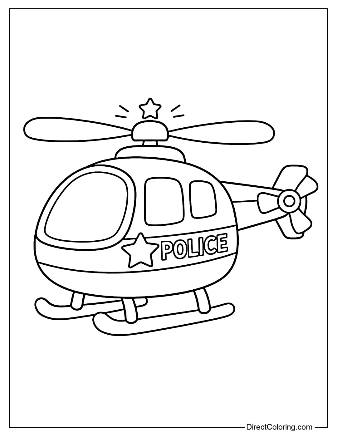A simple police helicopter coloring page.