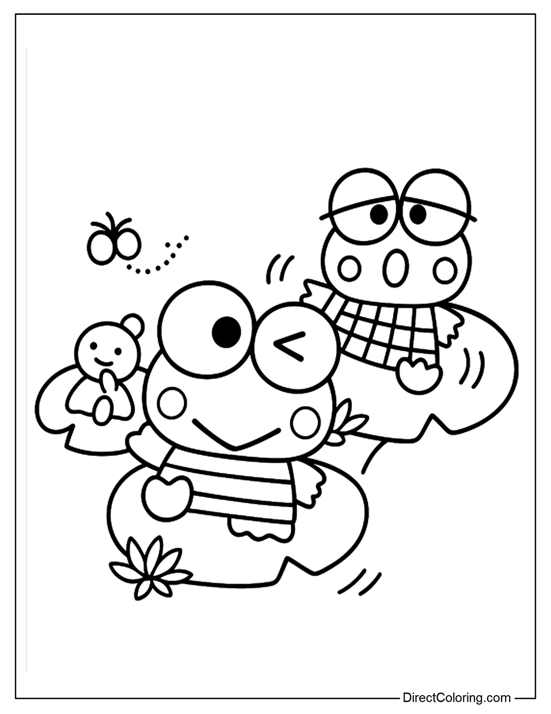 Keroppi Enjoying Nature Coloring Page Free