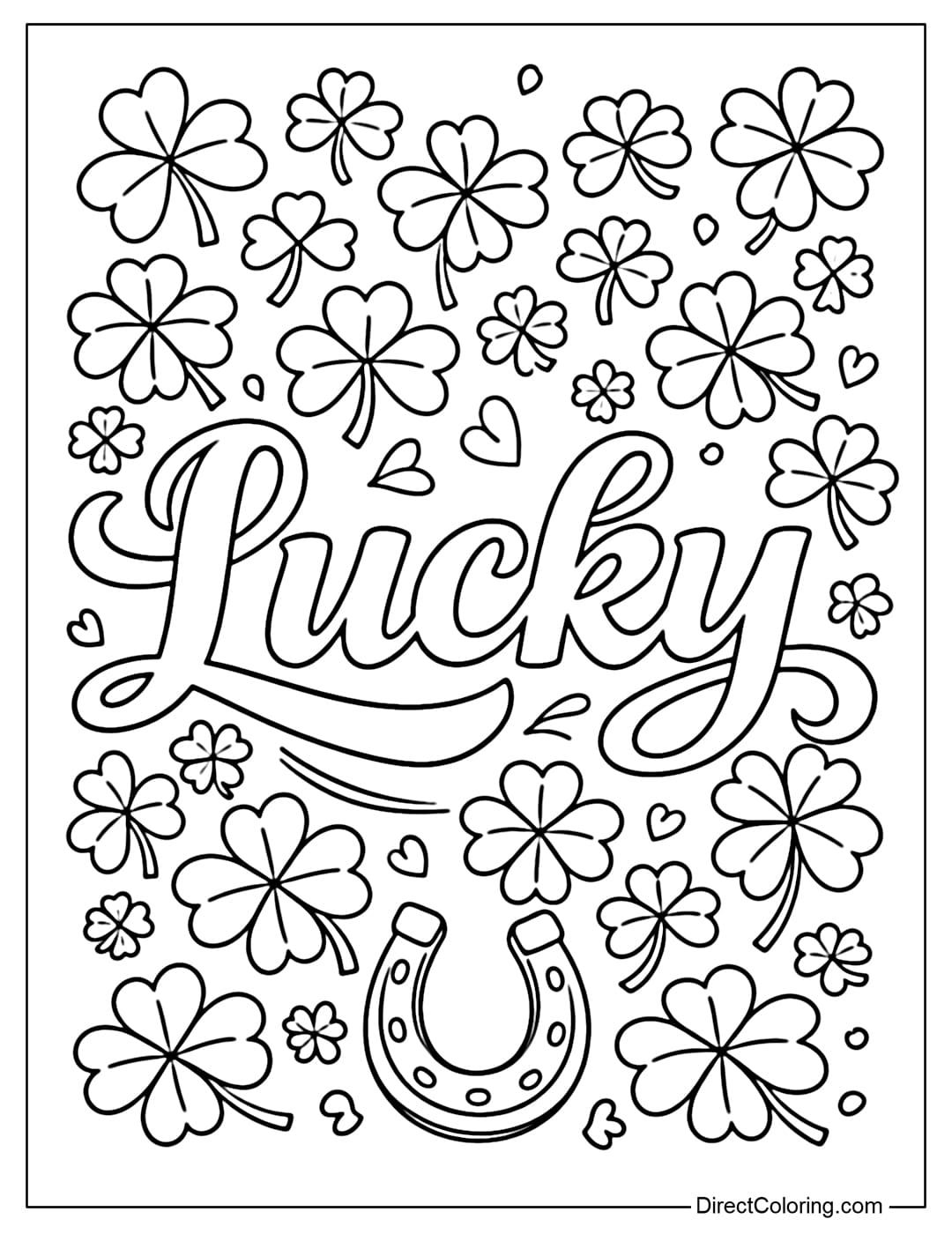 A coloring page with the word 