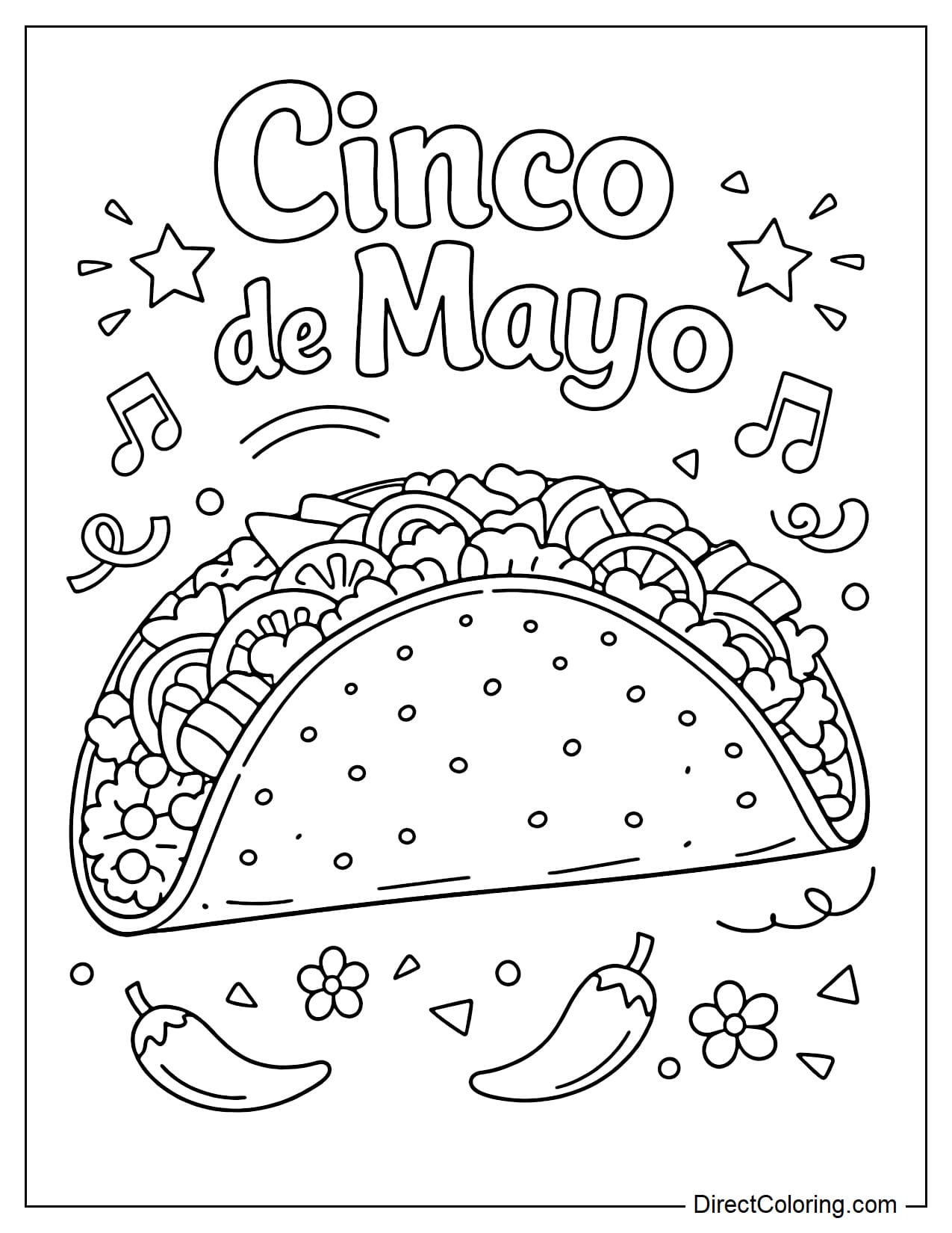 A delicious taco in the center, topped with the words 