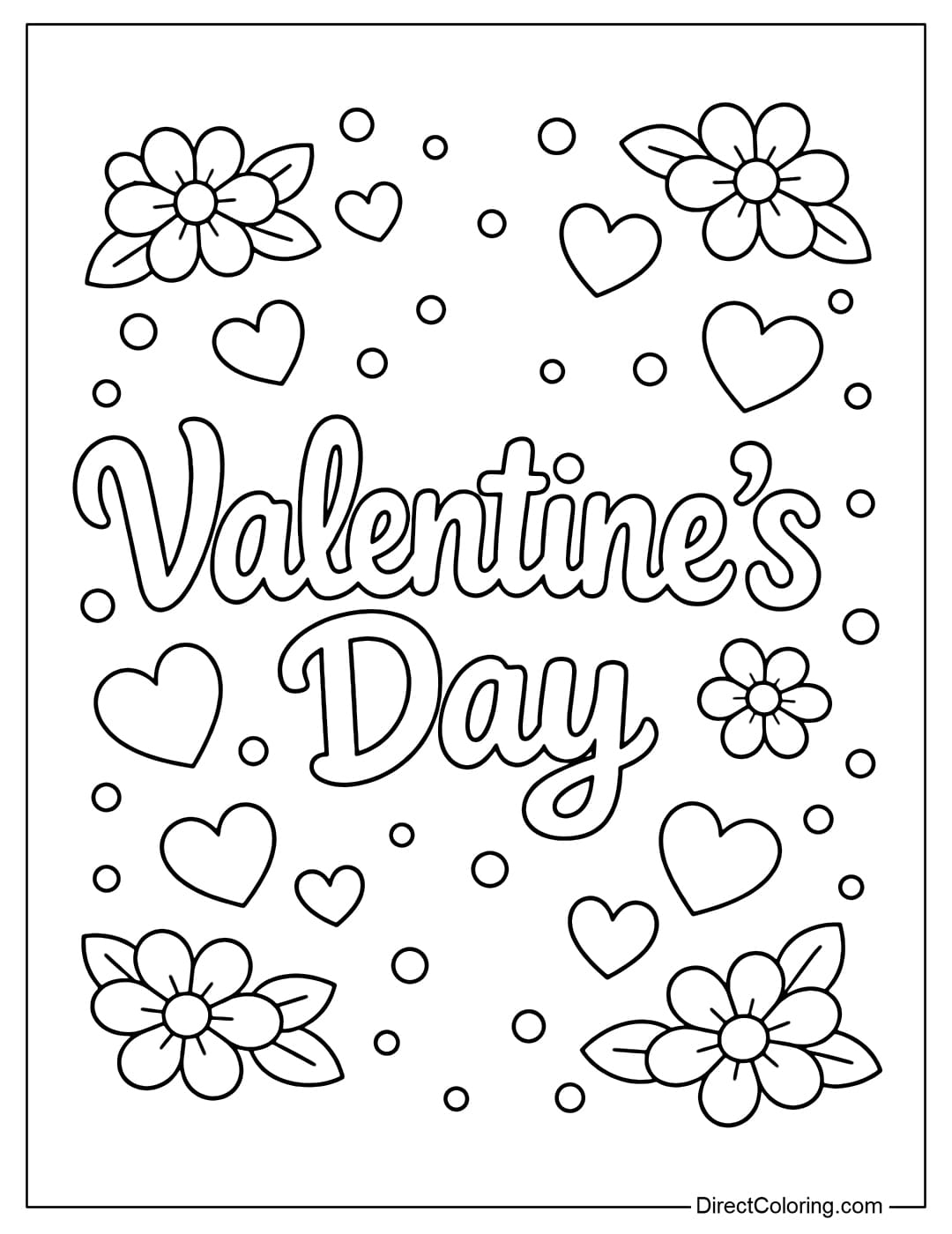 A coloring page with the words 