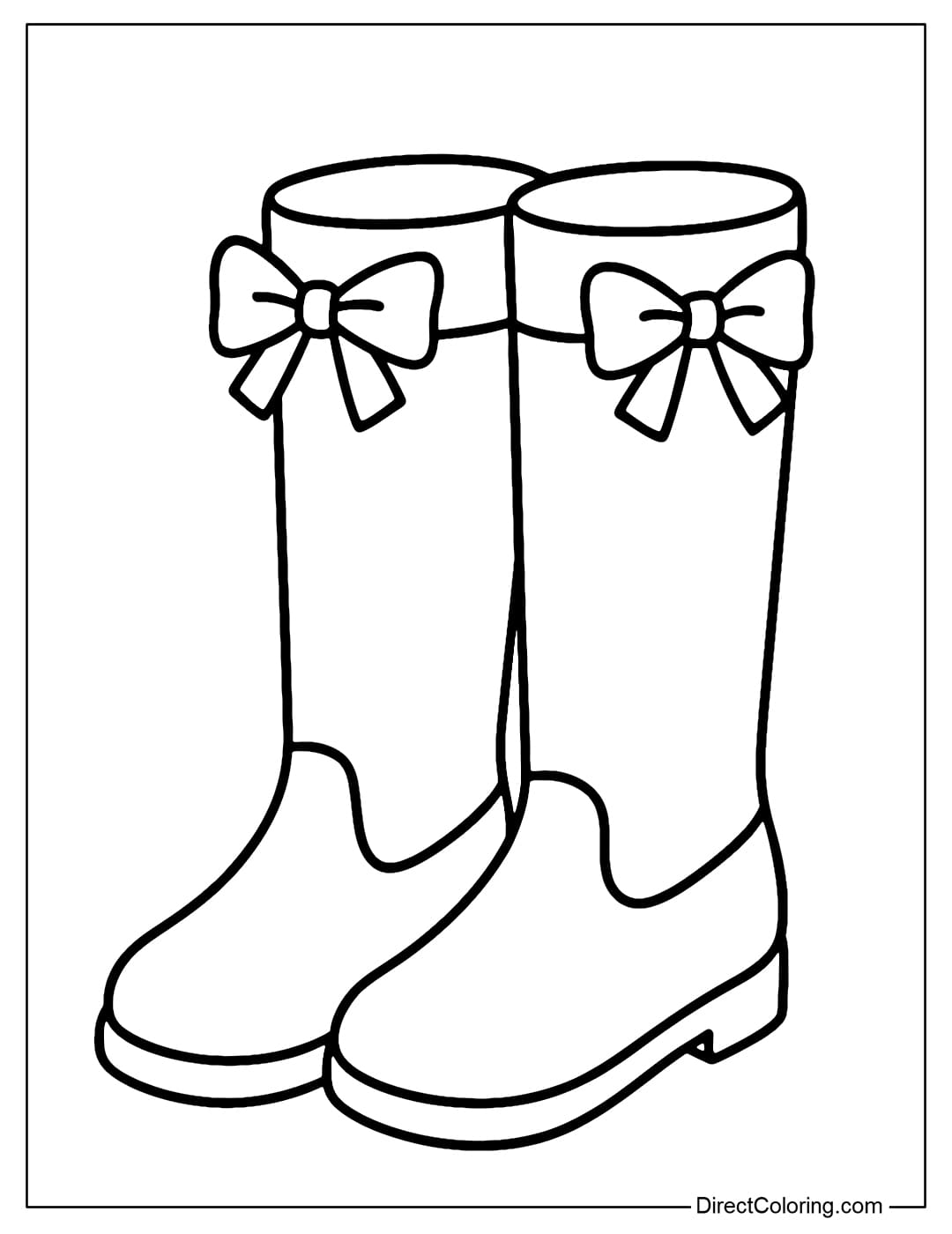 Boots Highlight Coloring Page A trendy high-top boots coloring page, with a cute bow tie on the boot neck.