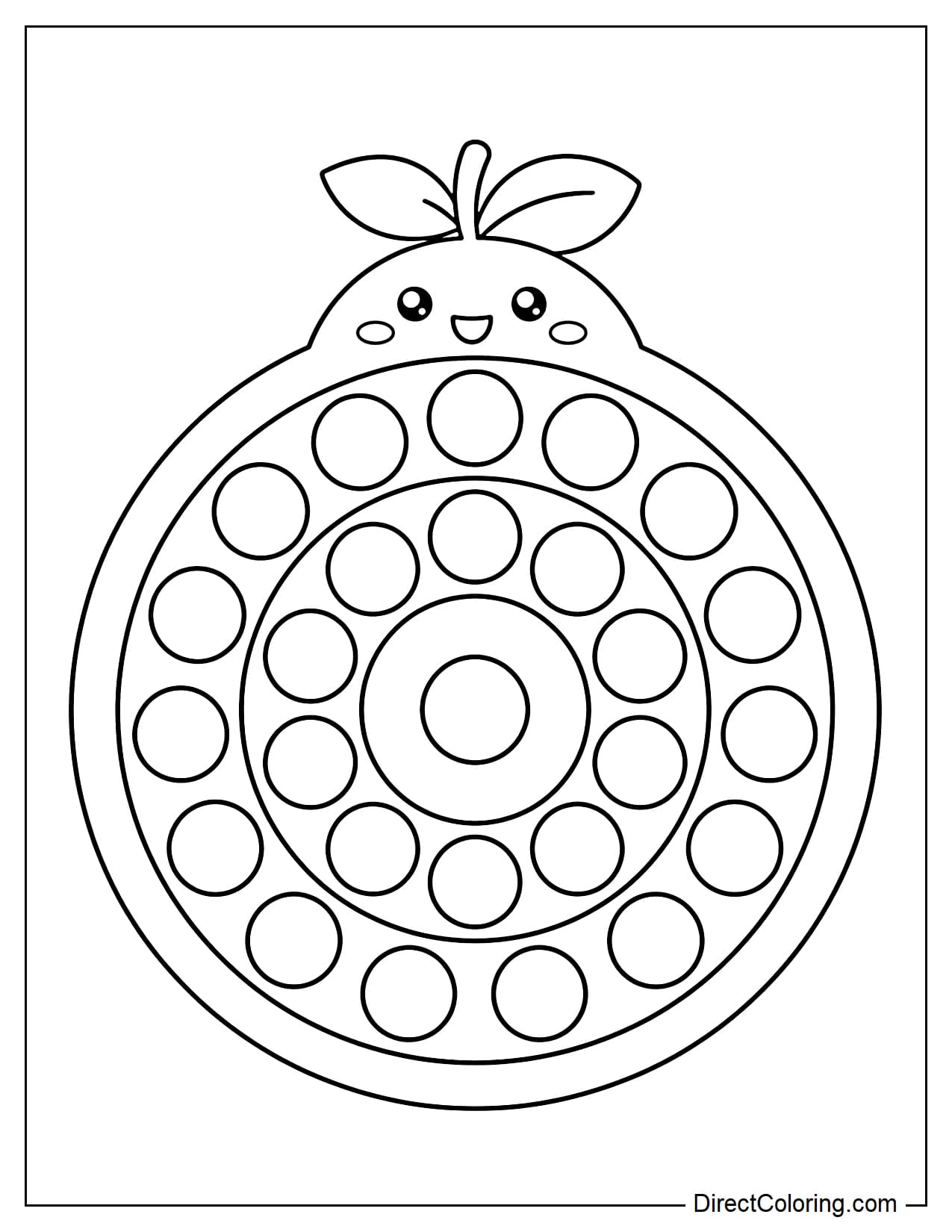 A round lemon slice-shaped pop it with round bubbles arranged in concentric circles.