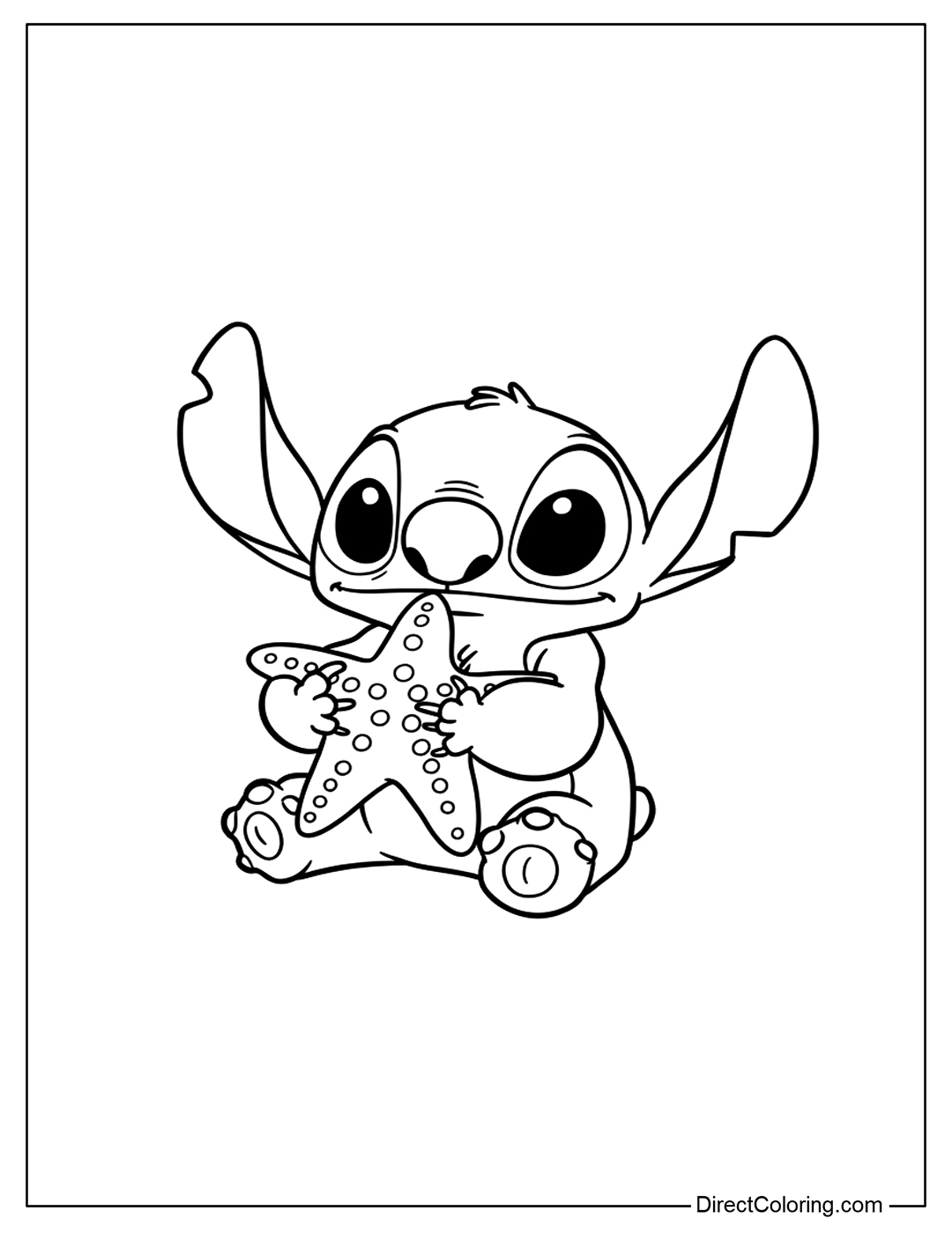 Stitch with Starfish Coloring Page