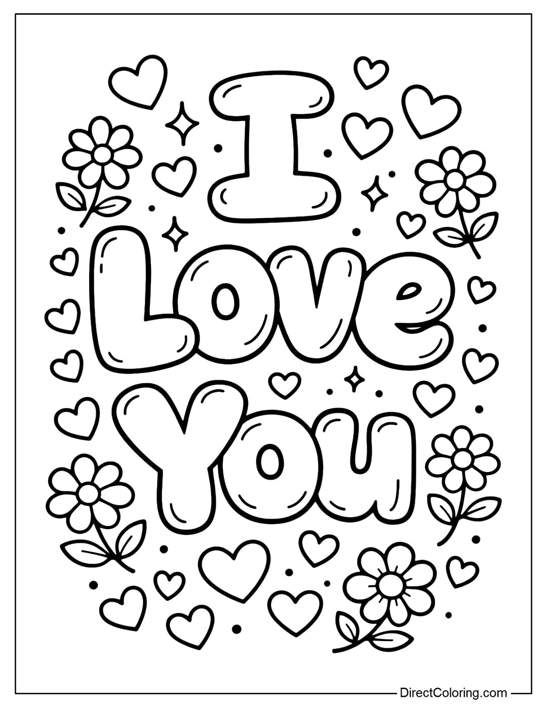 A coloring page for the words 