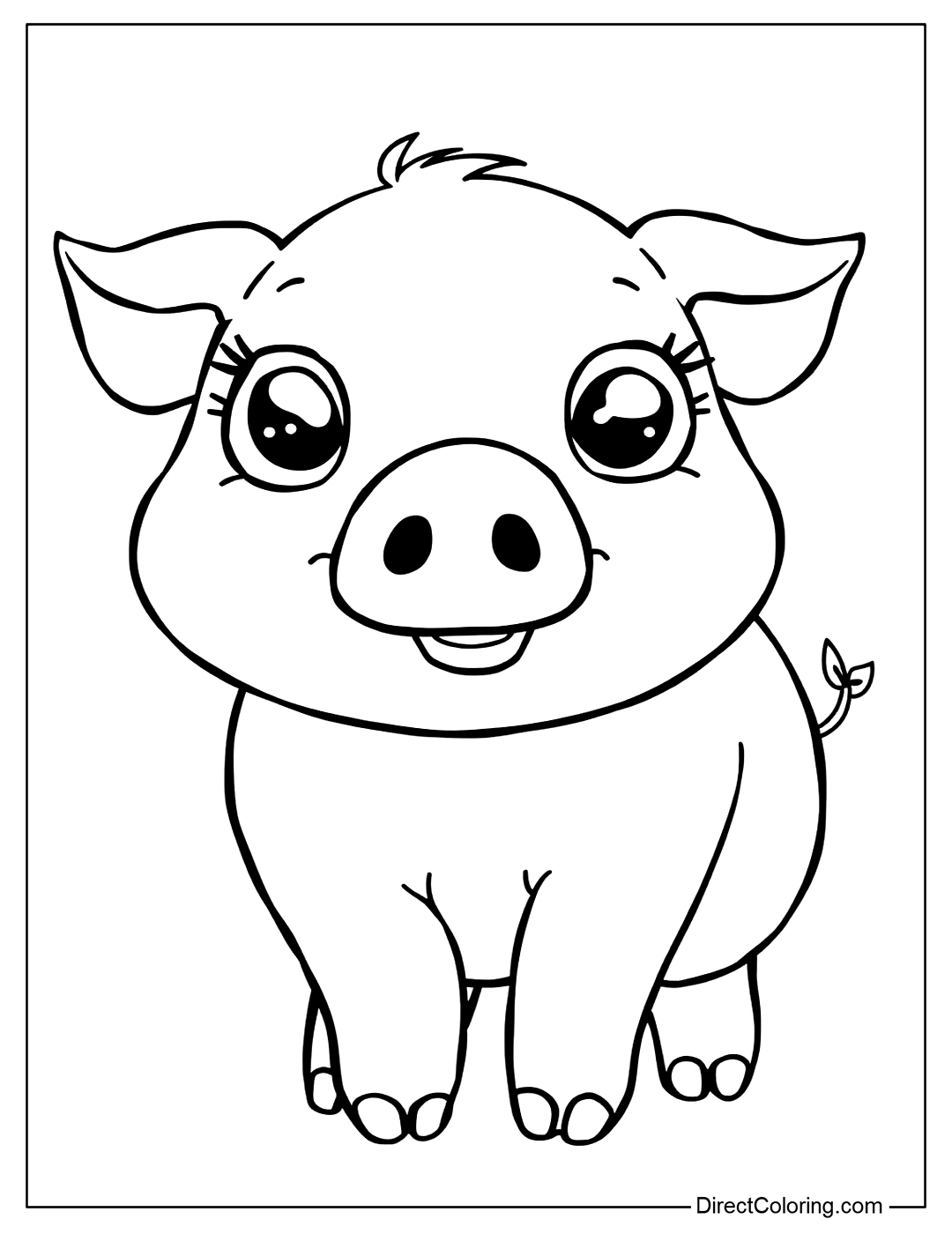 Kawaii Cute Pig Coloring Page