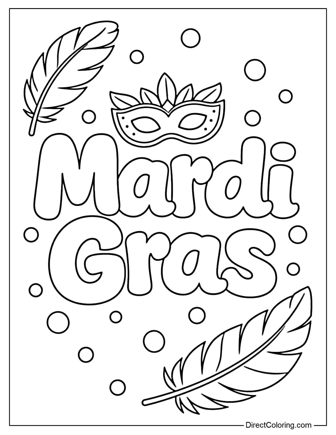 A coloring page featuring the words 