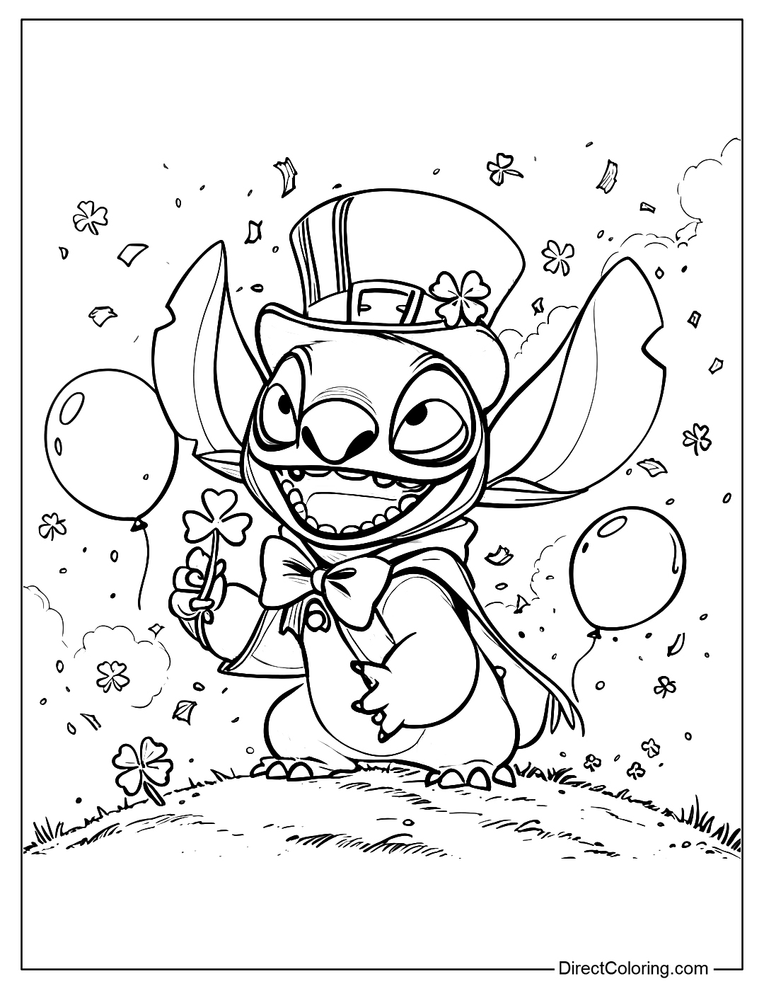 Stitch Patrick's Day Coloring Page