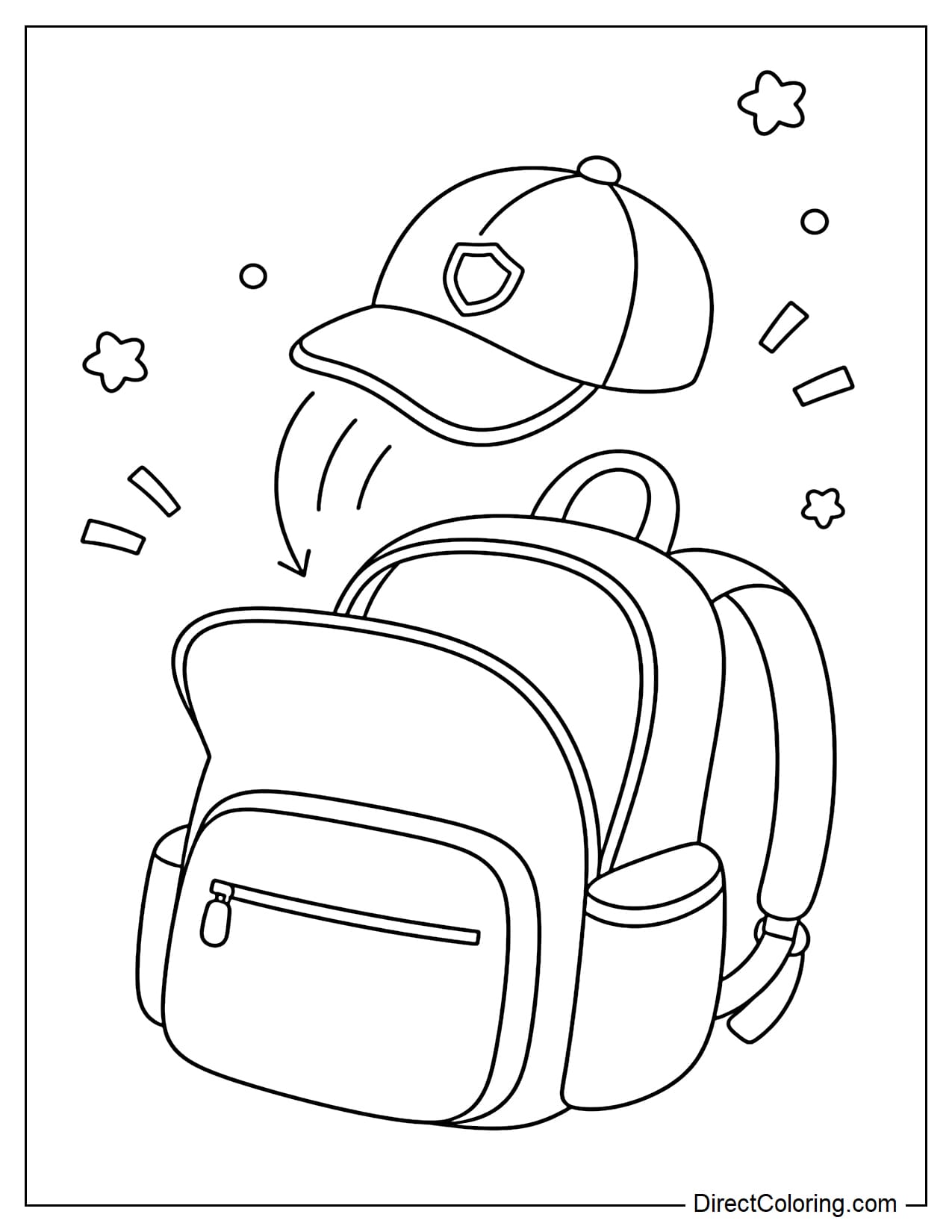 A simple school hat is being tossed into an open backpack, signifying the end of the last school day.