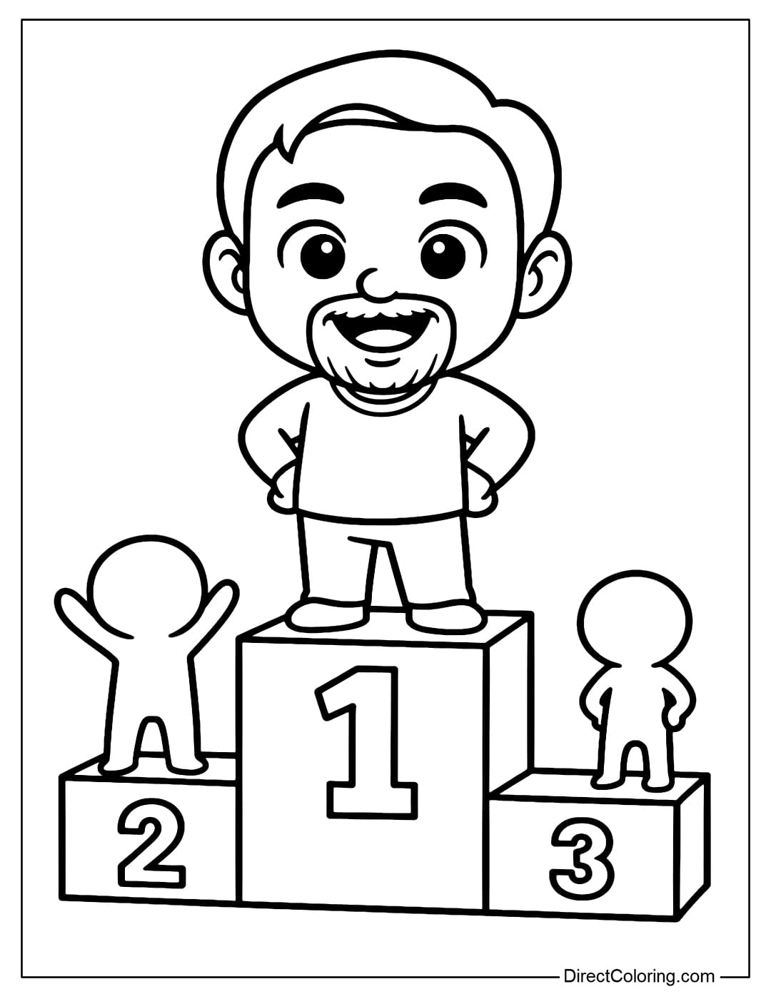 Cute Larry Ellison Coloring Page Coloring page Larry Ellison stands on the podium of first place.