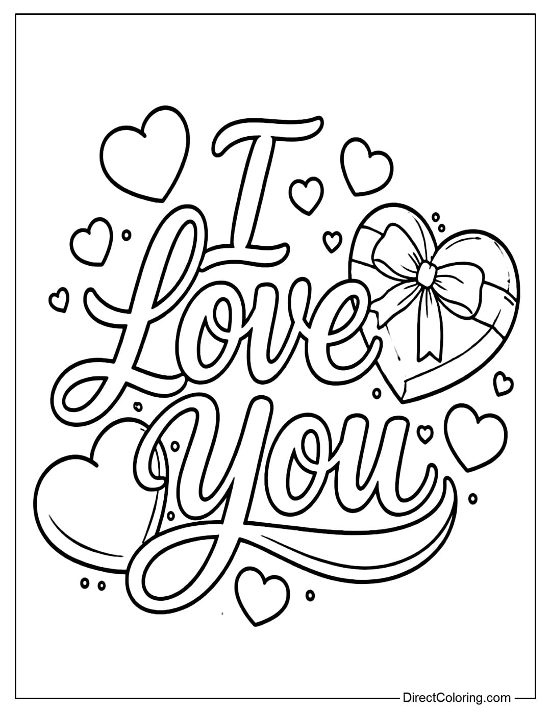 Coloring page for the words 