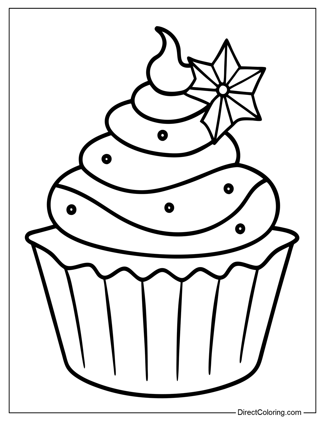 Cupcake Christmas Coloring Page