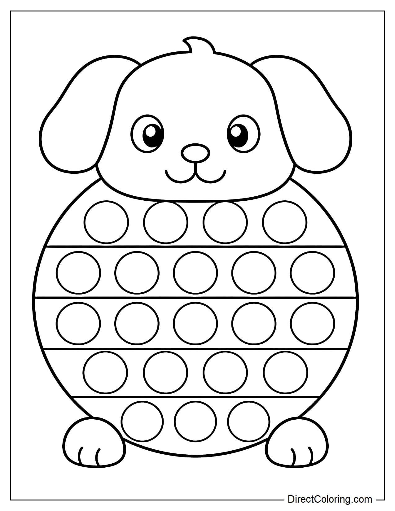 A puppy-shaped pop-up with a simple round body and floppy ears, with bubbles evenly distributed.