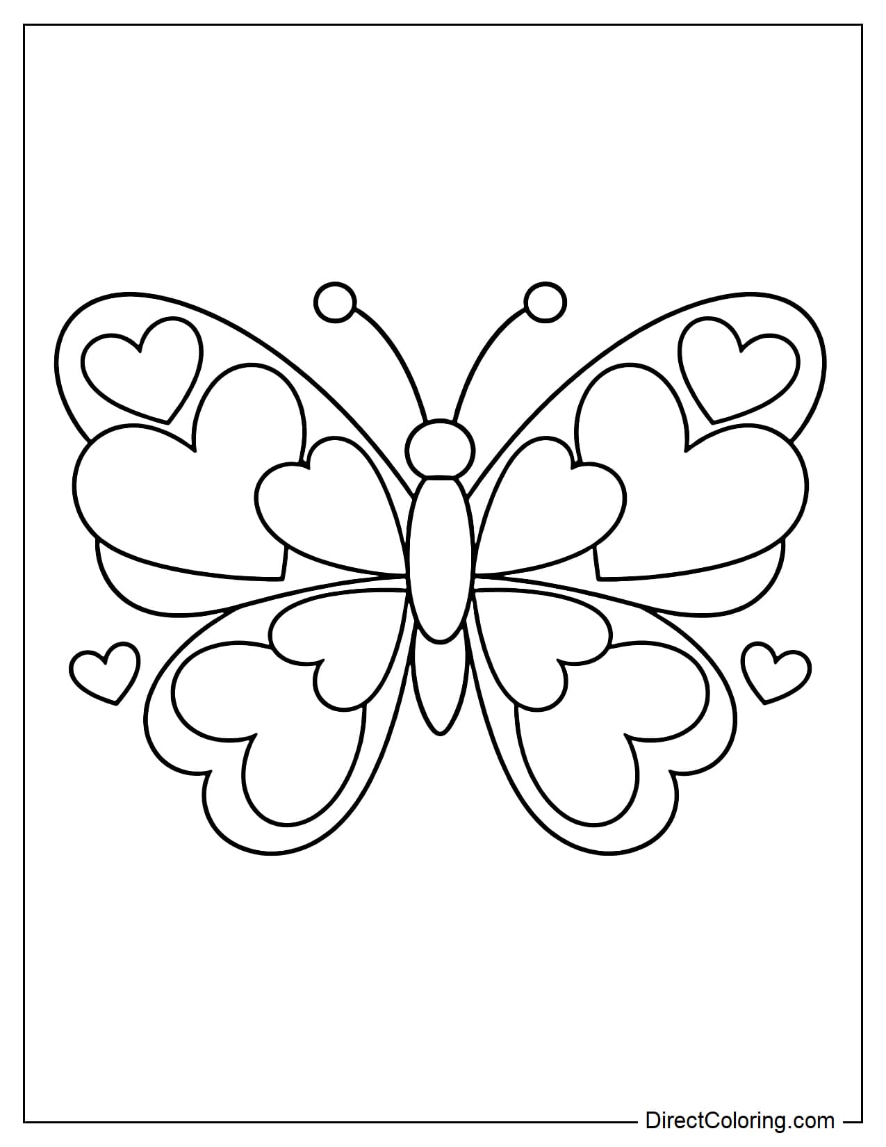 A butterfly whose wings are made up of symmetrically stacked heart shapes.