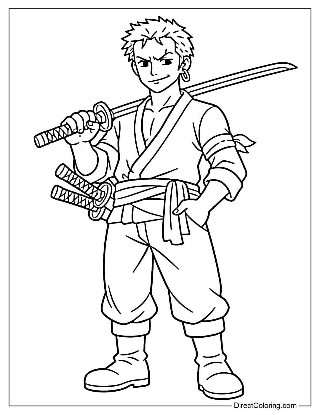 Zoro standing holding a sword, simple pose.