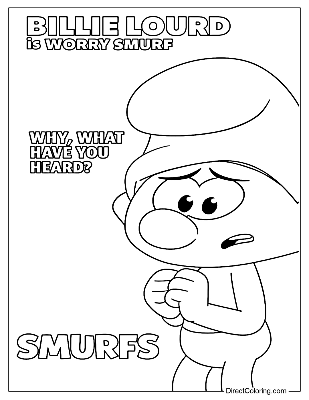 Worry Smurf from Smurfs Movie Coloring Page