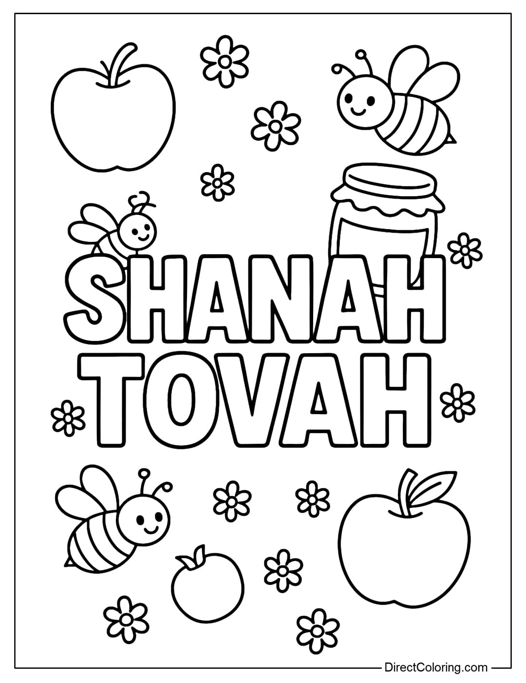 Coloring page with the big words 