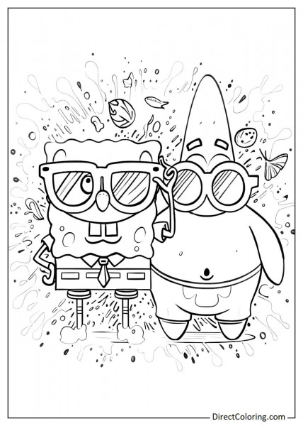 Patrick and SpongeBob having fun together