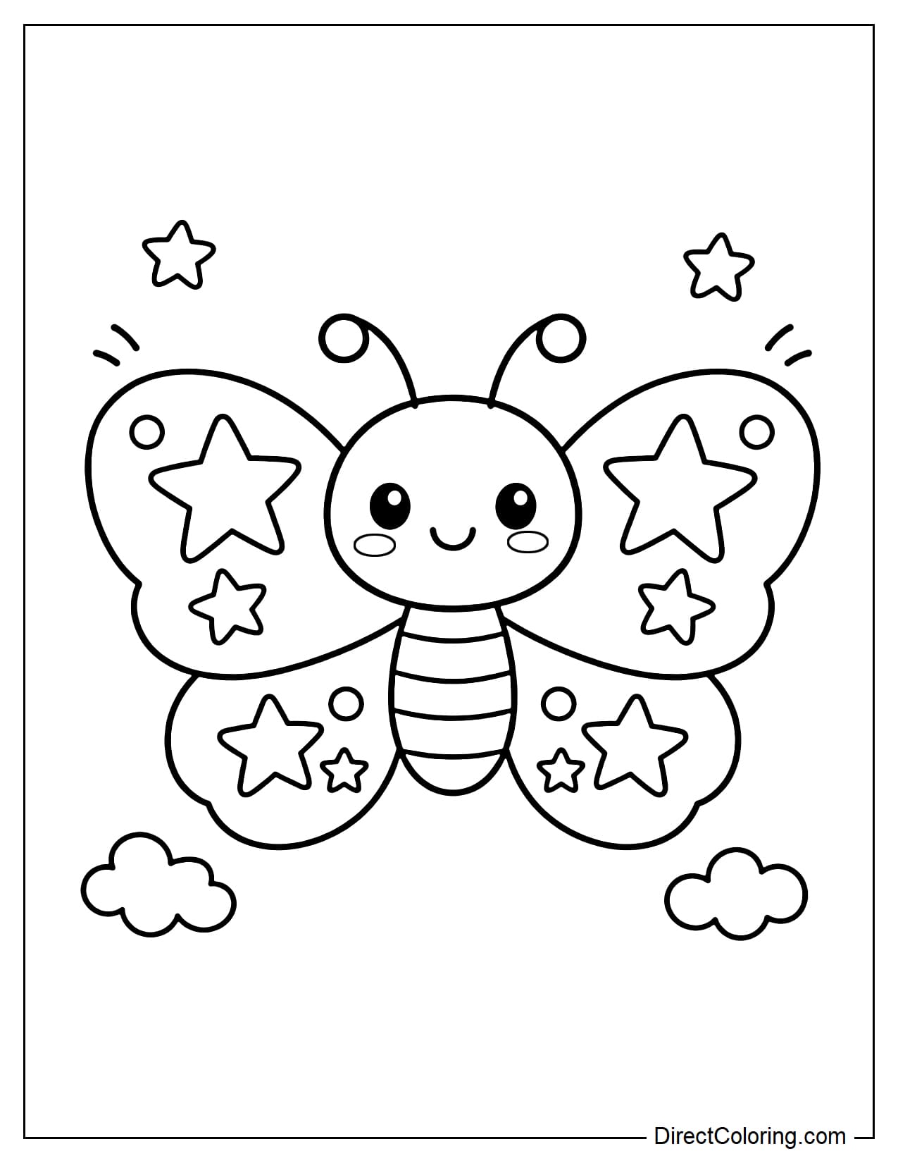 A butterfly with simple star patterns on its wings.