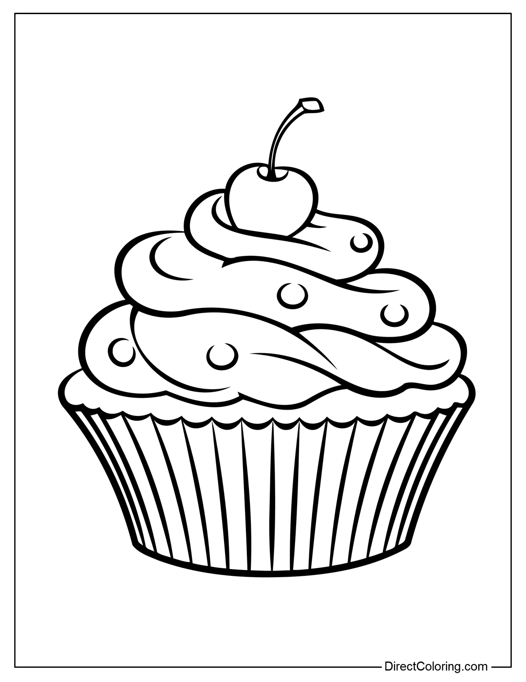 Coloring Page Cupcake for Free