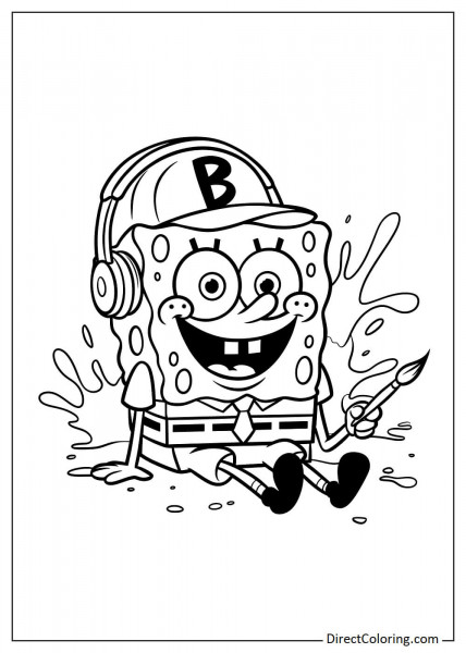 SpongeBob sitting on the ground coloring