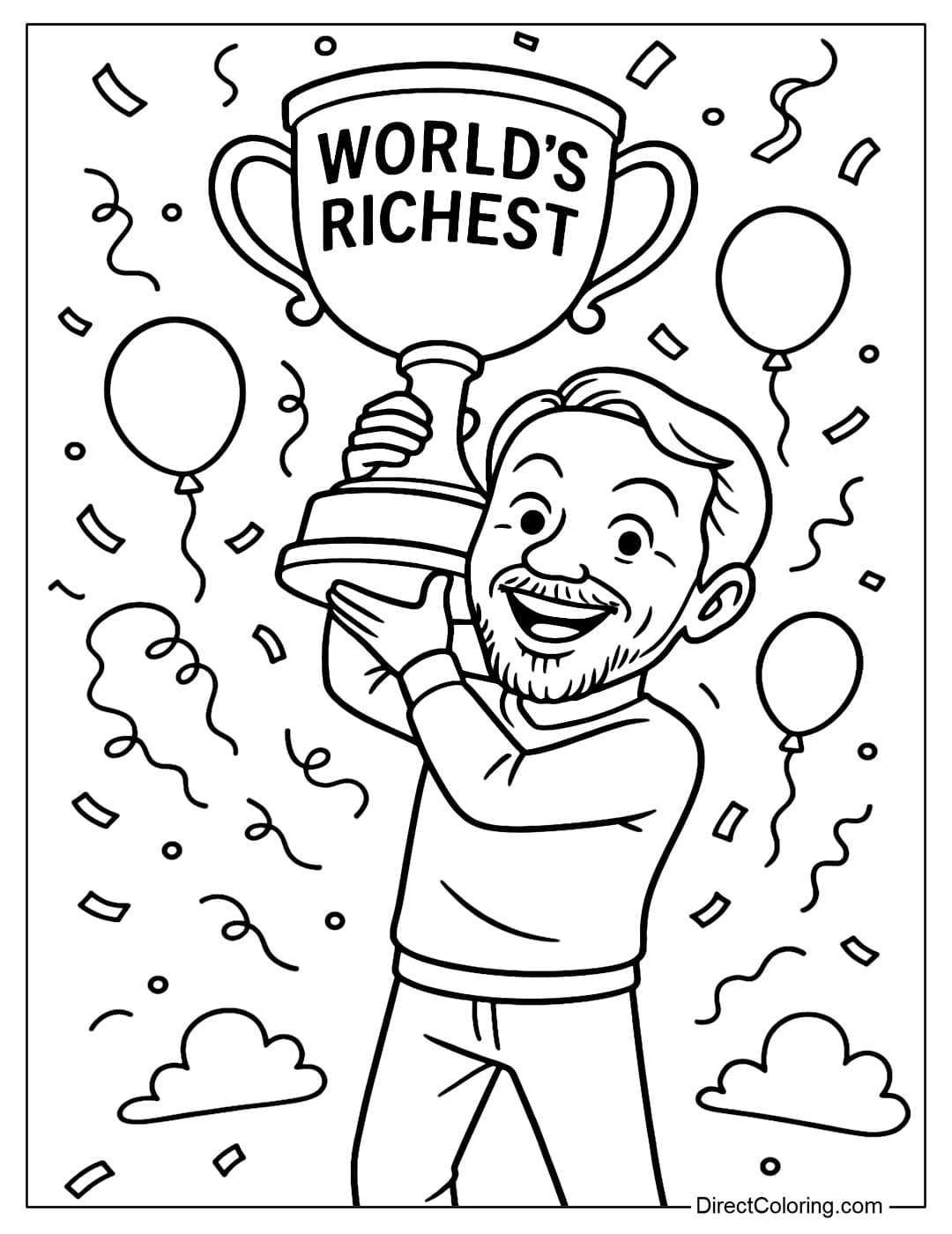 Larry Ellison Lifting a Giant Trophy Coloring Page Larry Ellison Coloring Page holding high the oversized