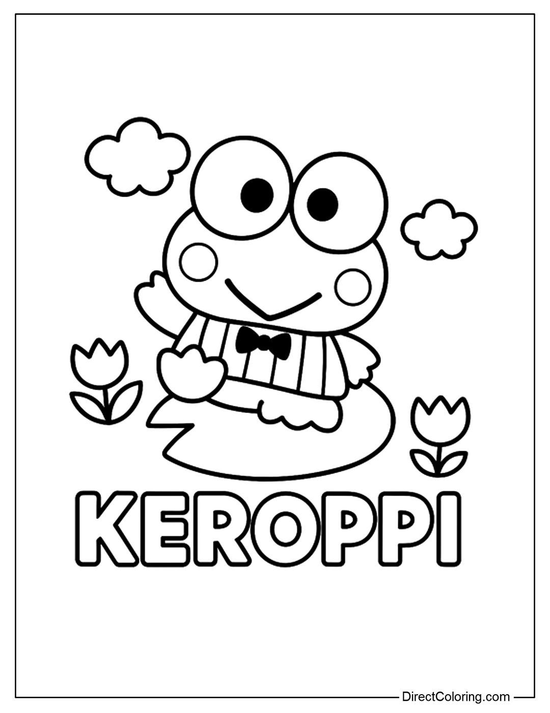 Keroppi on a Lily Pad Coloring Page