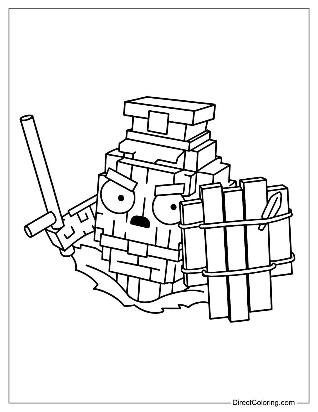 Coloring page for Copuccino in the game Plants vs Brainrots Roblox.