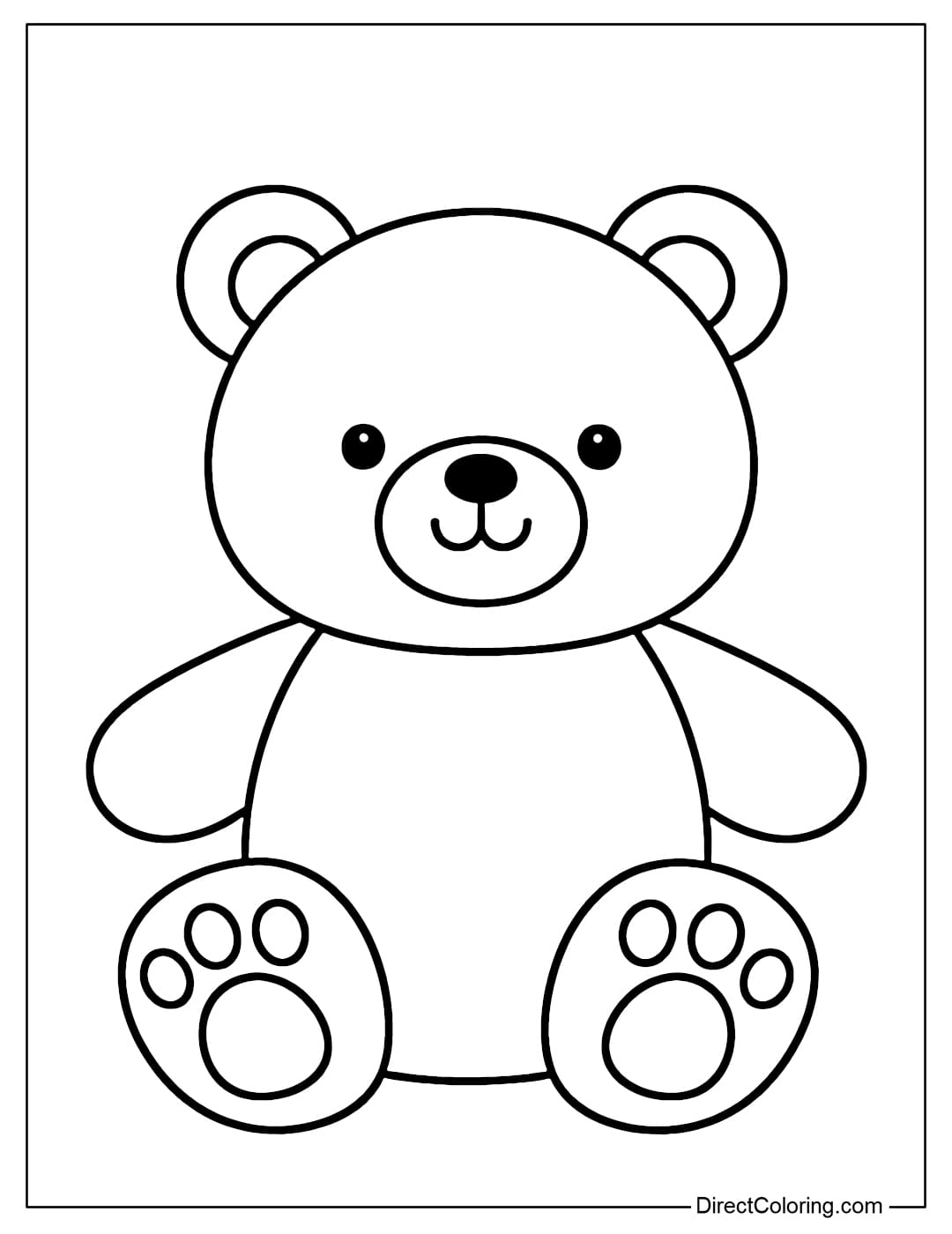 Coloring page of a teddy bear with an extremely simple shape and few details.