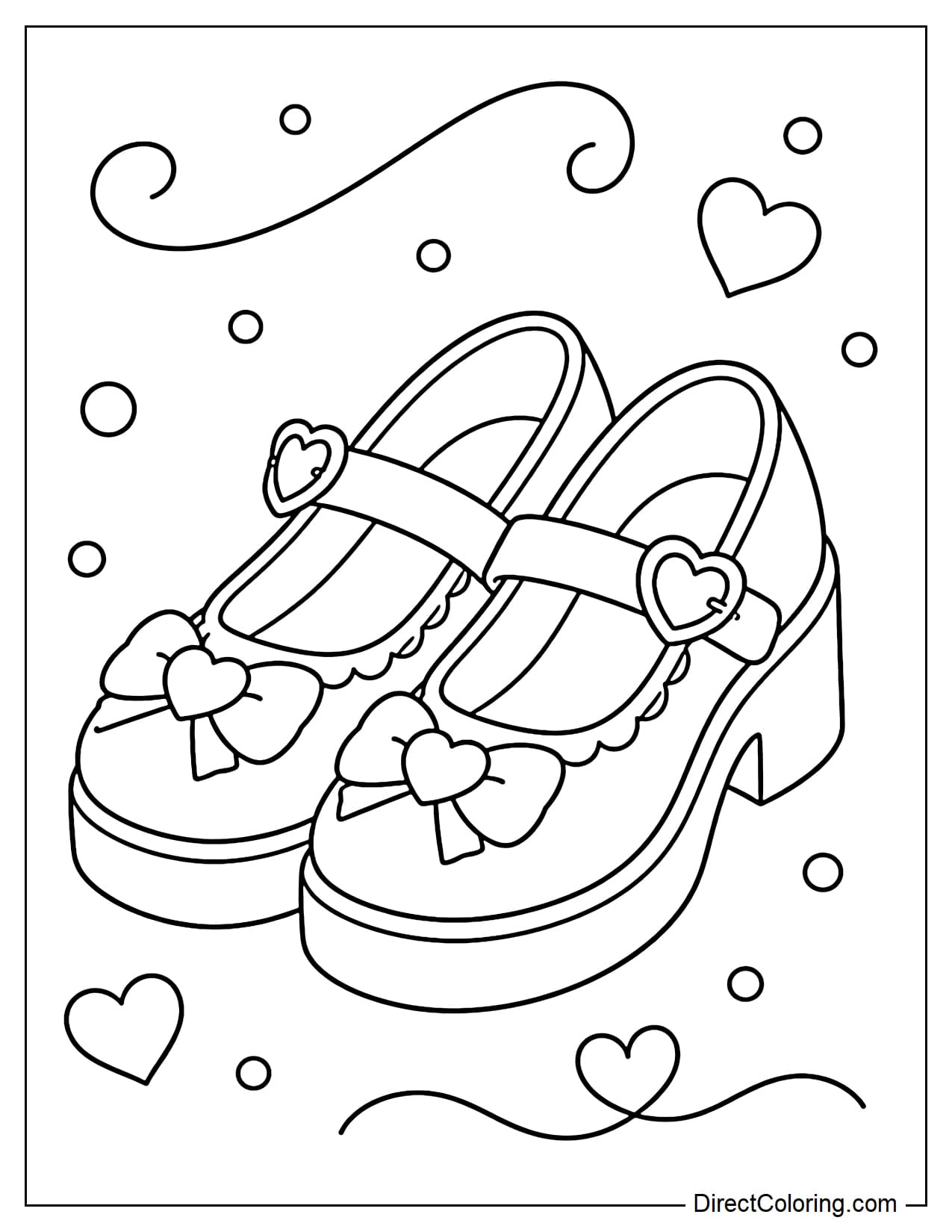 A cute pair of platform Mary Jane shoes featuring charming heart-shaped buckles on the straps.