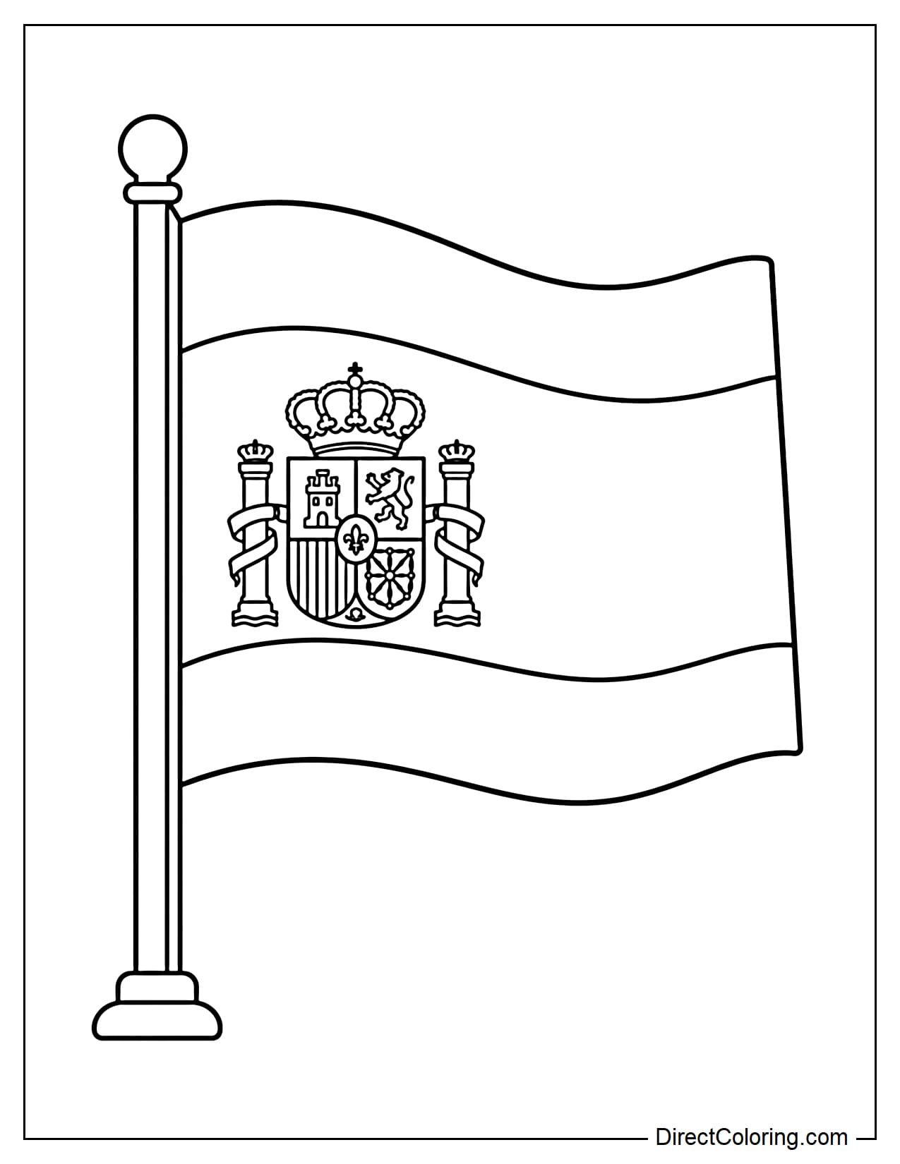 A simple Spanish flag flying in the middle of the page.