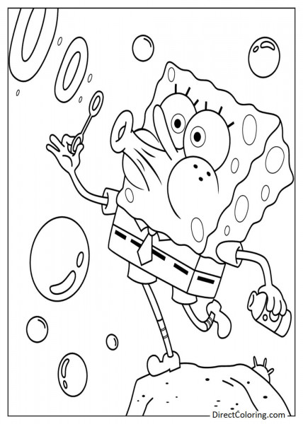SpongeBob blowing bubbles coloring sheet