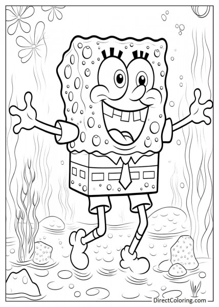 SpongeBob under the sea in a coloring book