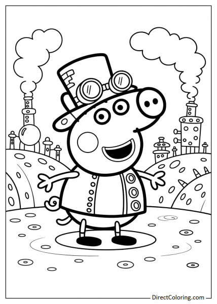 Peppa in a steampunk world coloring sheet