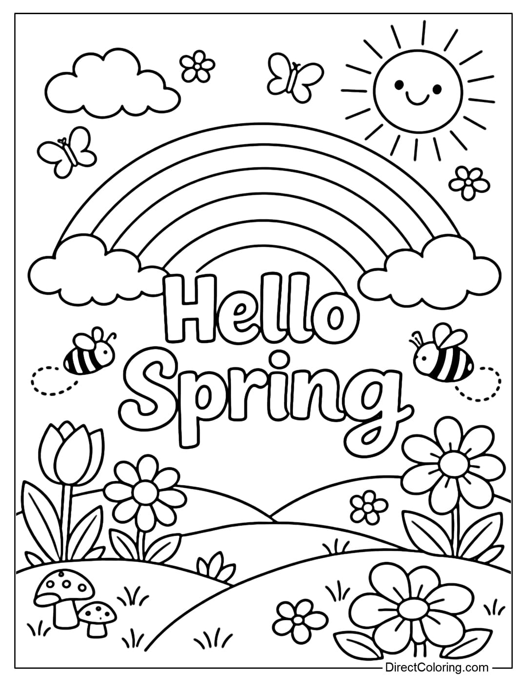 A coloring page for the words 