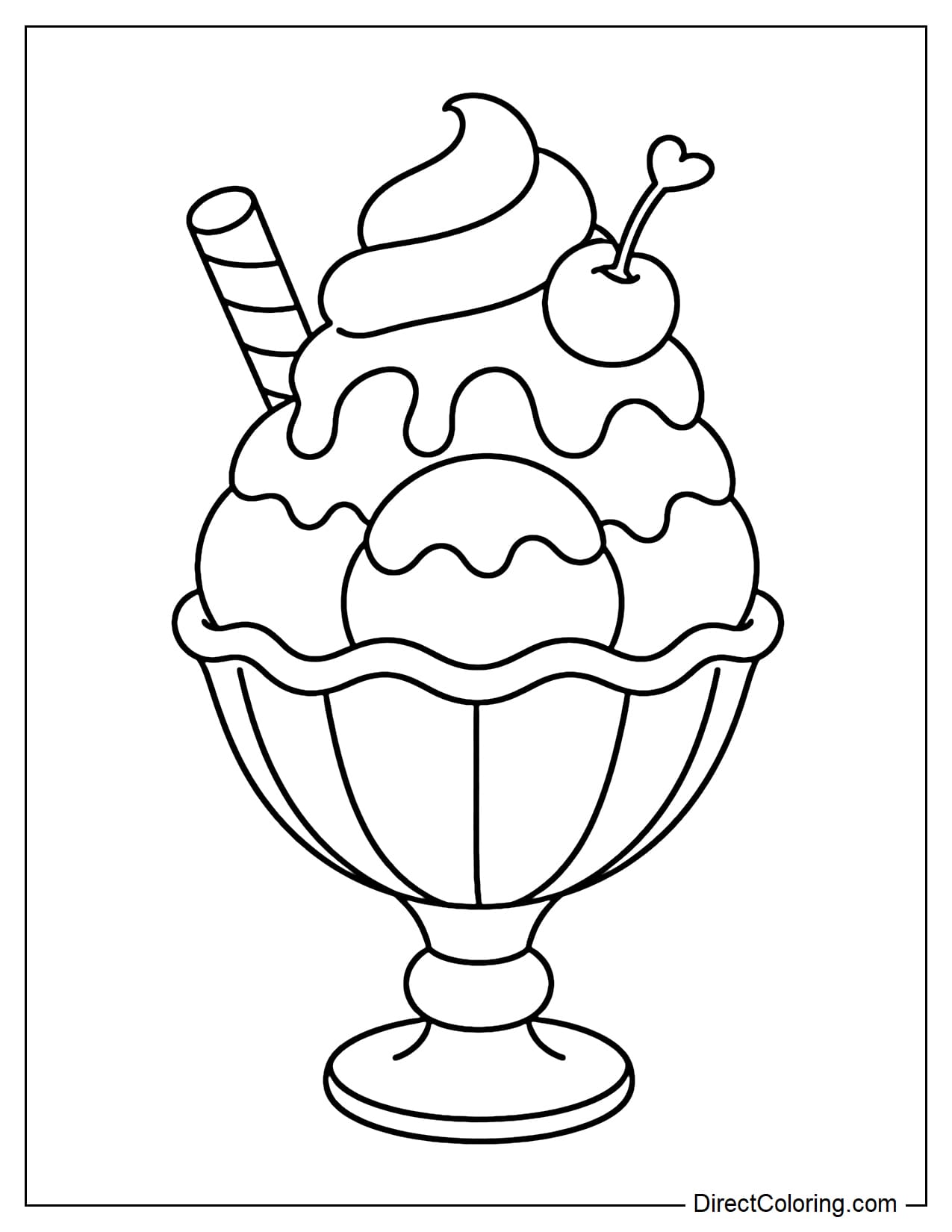 A sundae with a large scoop of ice cream on top and a rounded cup at the bottom.